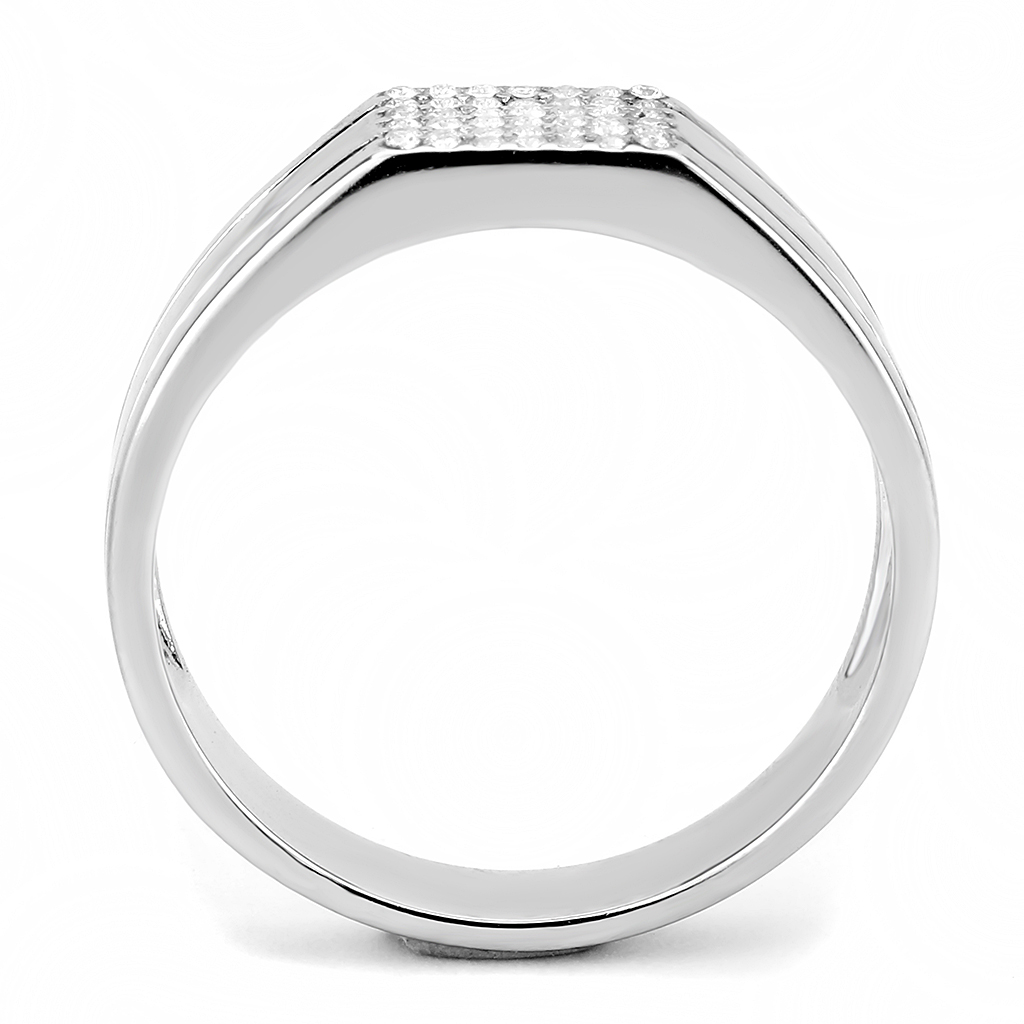 CJ253 Wholesale Men's Stainless Steel AAA Grade CZ Clear Ring
