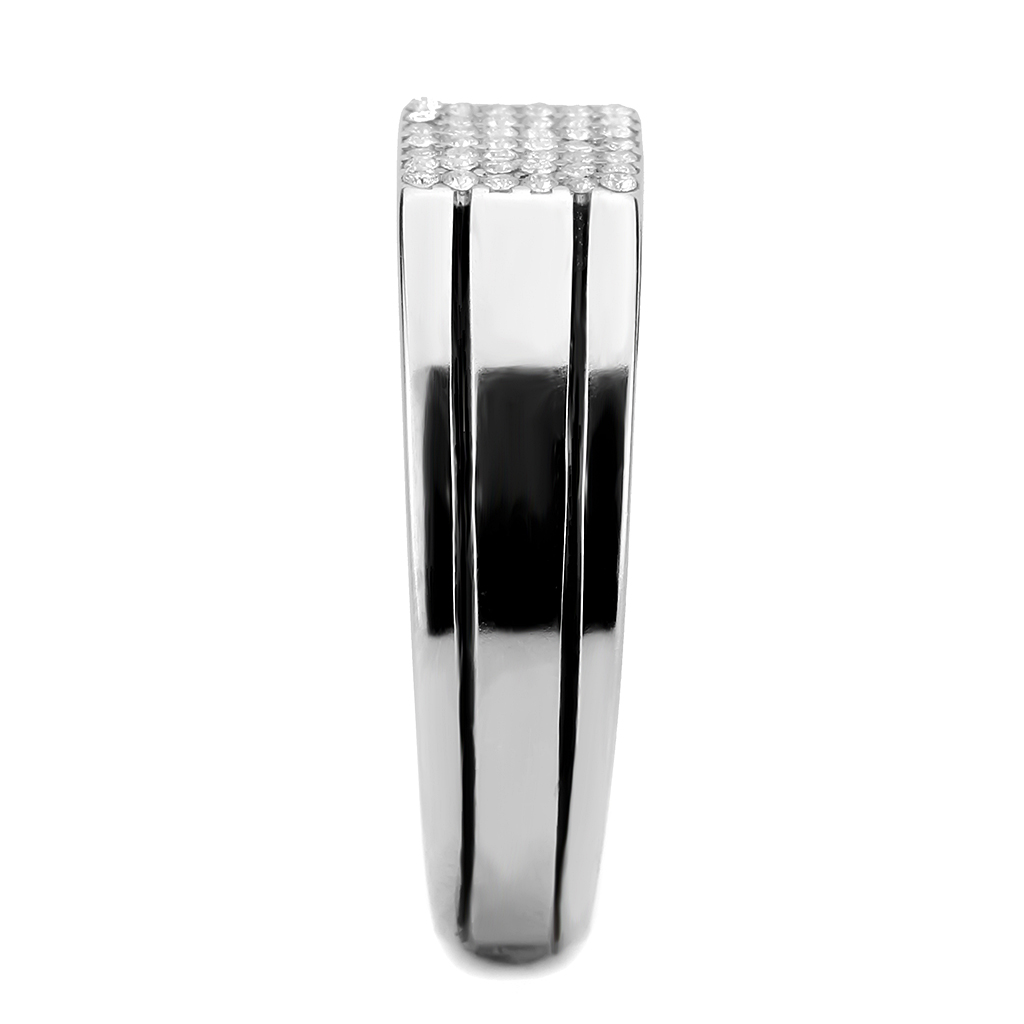 CJ253 Wholesale Men's Stainless Steel AAA Grade CZ Clear Ring
