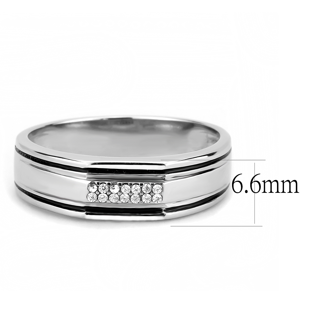CJ254 Wholesale Men's Stainless Steel AAA Grade CZ Clear Ring