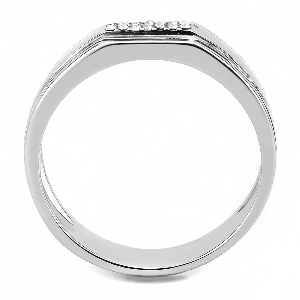 CJ254 Wholesale Men's Stainless Steel AAA Grade CZ Clear Ring