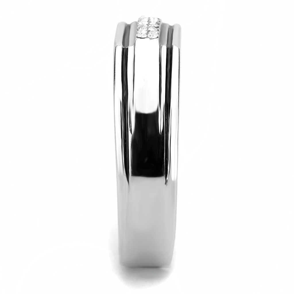 CJ254 Wholesale Men's Stainless Steel AAA Grade CZ Clear Ring