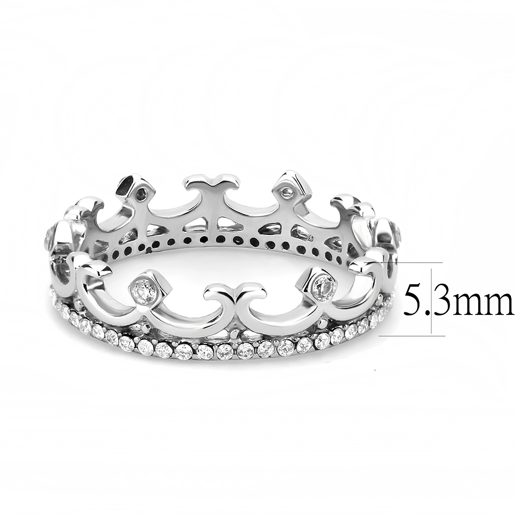 CJ267 Wholesale Women's Stainless Steel AAA Grade Cubic Zirconia Clear Minimal Crown Ring