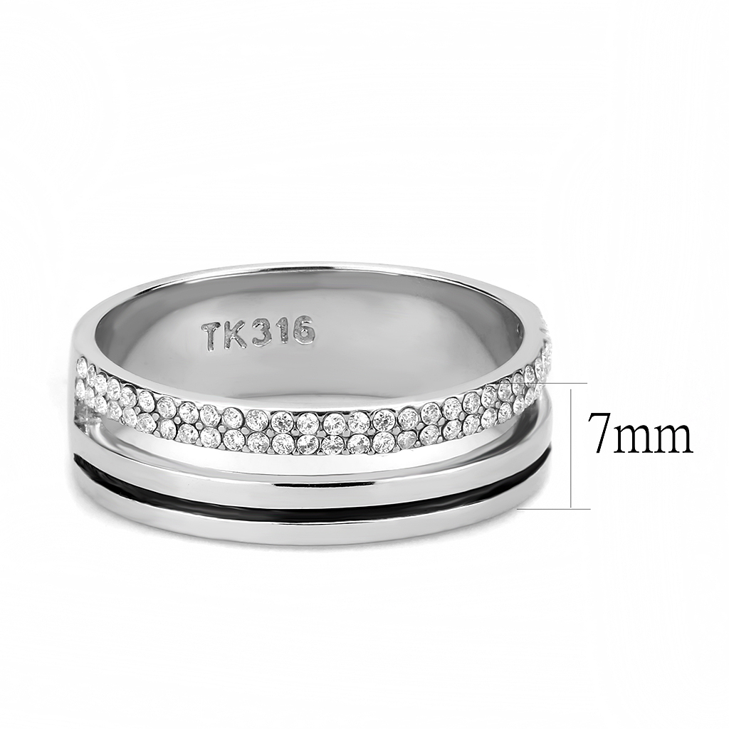 CJ275 Wholesale Men's Stainless Steel AAA Grade CZ Clear Ring