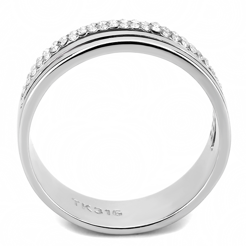 CJ275 Wholesale Men's Stainless Steel AAA Grade CZ Clear Ring