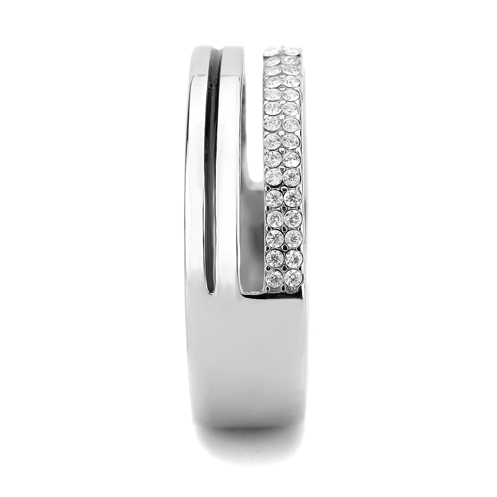 CJ275 Wholesale Men's Stainless Steel AAA Grade CZ Clear Ring