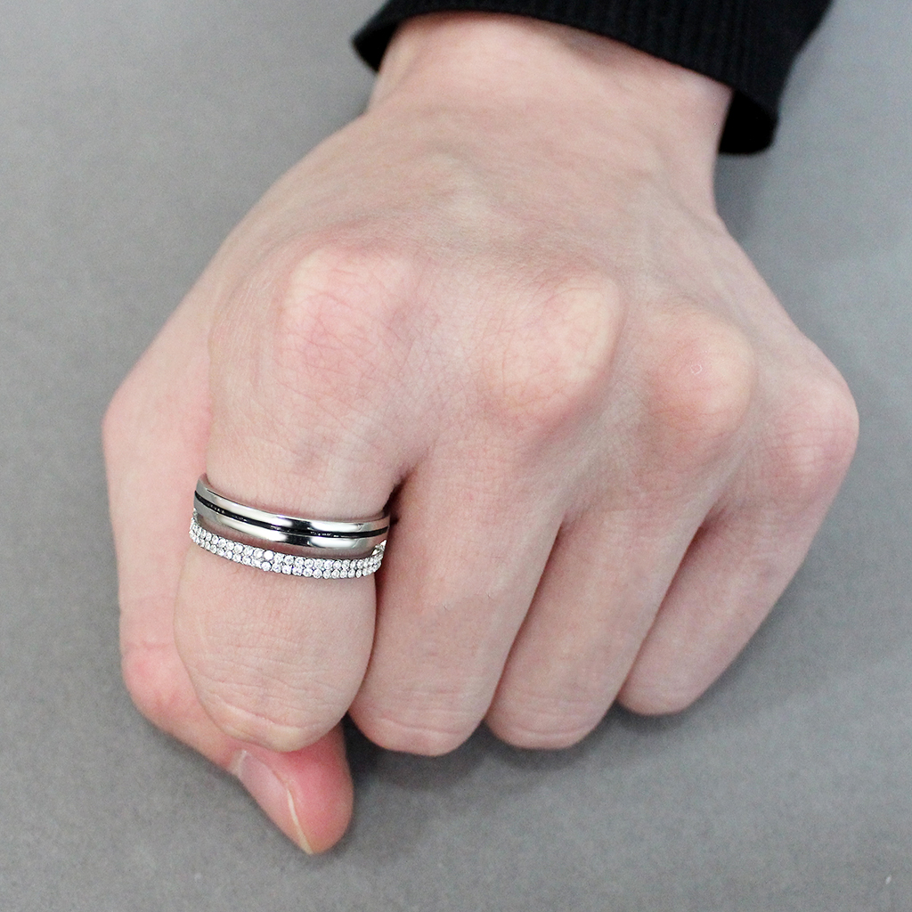 CJ275 Wholesale Men's Stainless Steel AAA Grade CZ Clear Ring