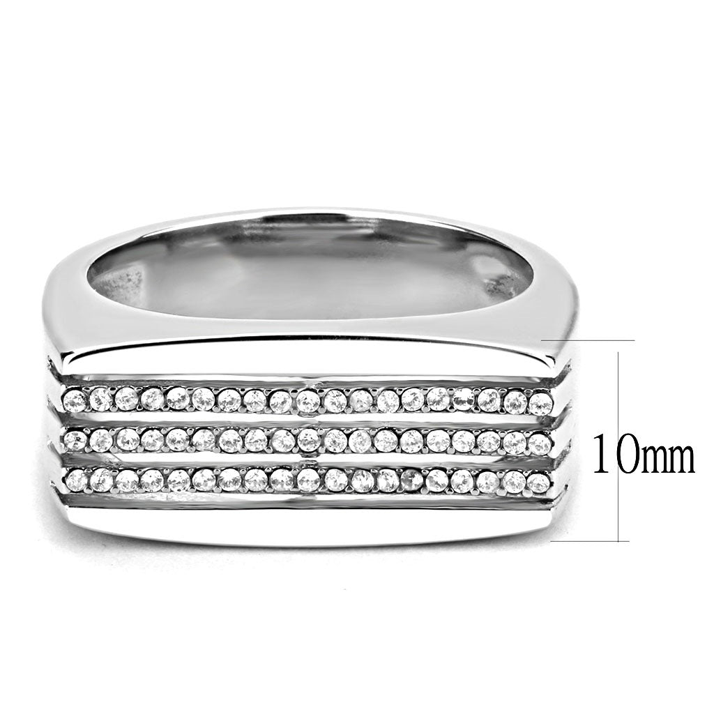 CJ279 Wholesale Men's Stainless Steel AAA Grade CZ Clear Ring