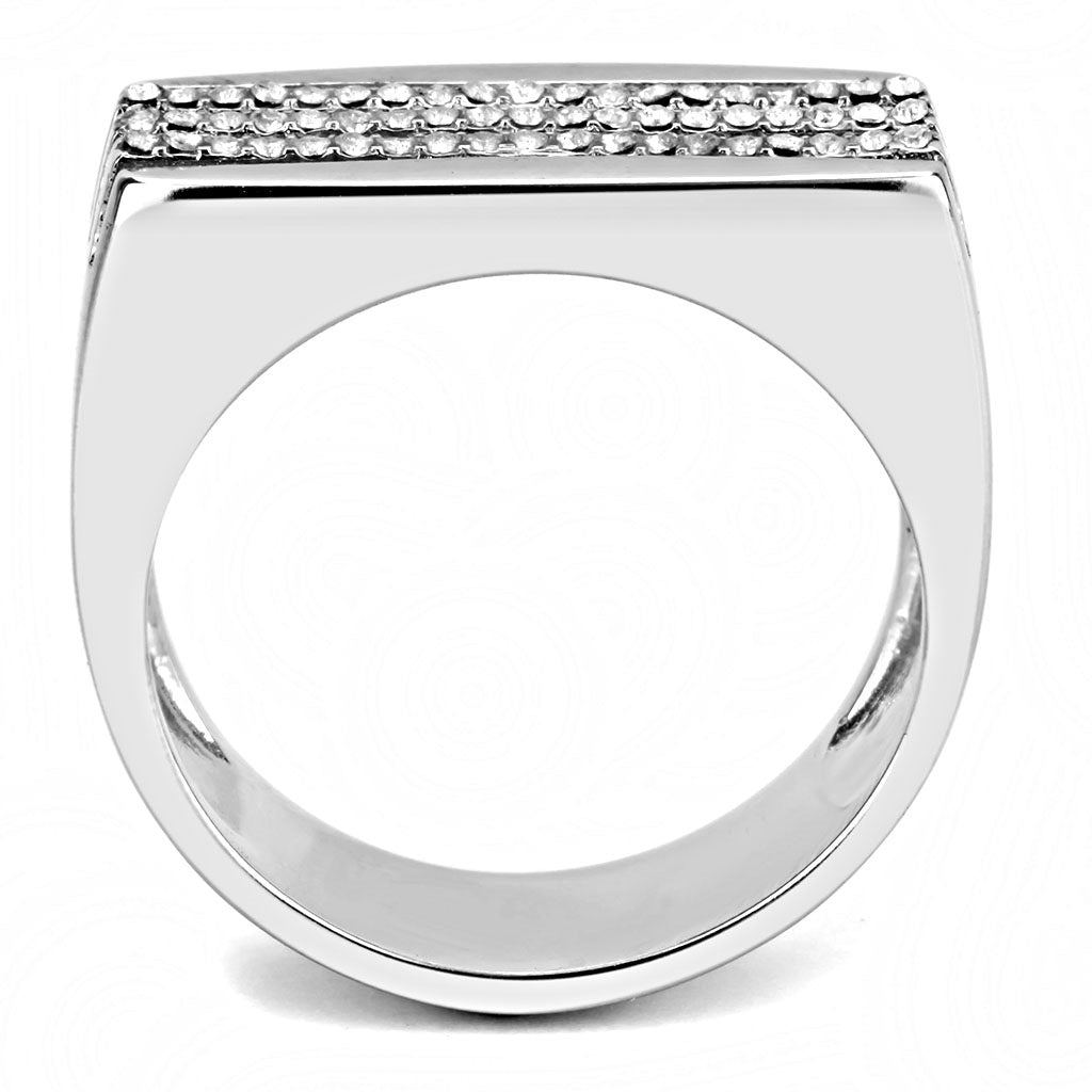 CJ279 Wholesale Men's Stainless Steel AAA Grade CZ Clear Ring