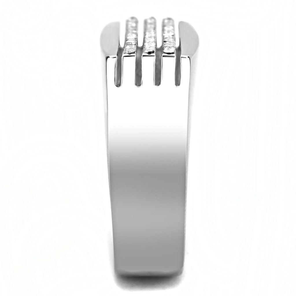 CJ279 Wholesale Men's Stainless Steel AAA Grade CZ Clear Ring