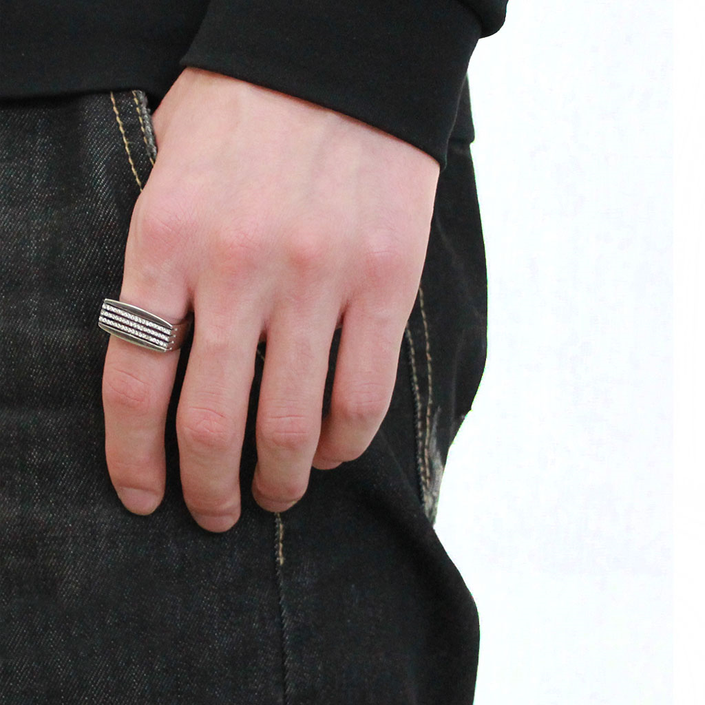 CJ279 Wholesale Men's Stainless Steel AAA Grade CZ Clear Ring