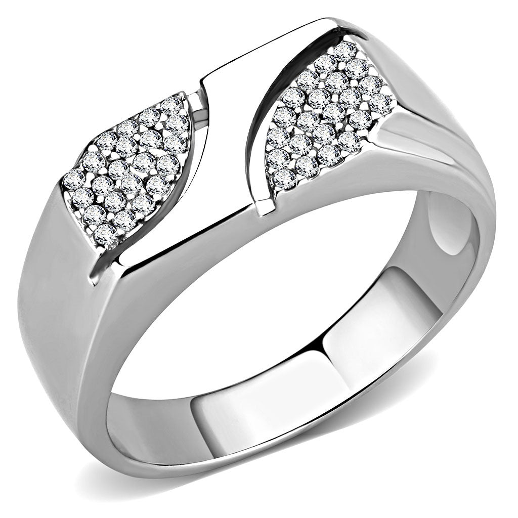 CJ280 Wholesale Men's Stainless Steel AAA Grade CZ Clear Ring