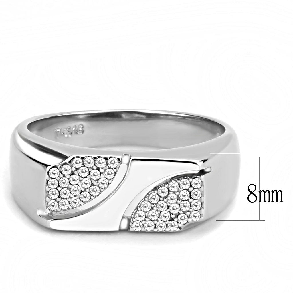 CJ280 Wholesale Men's Stainless Steel AAA Grade CZ Clear Ring