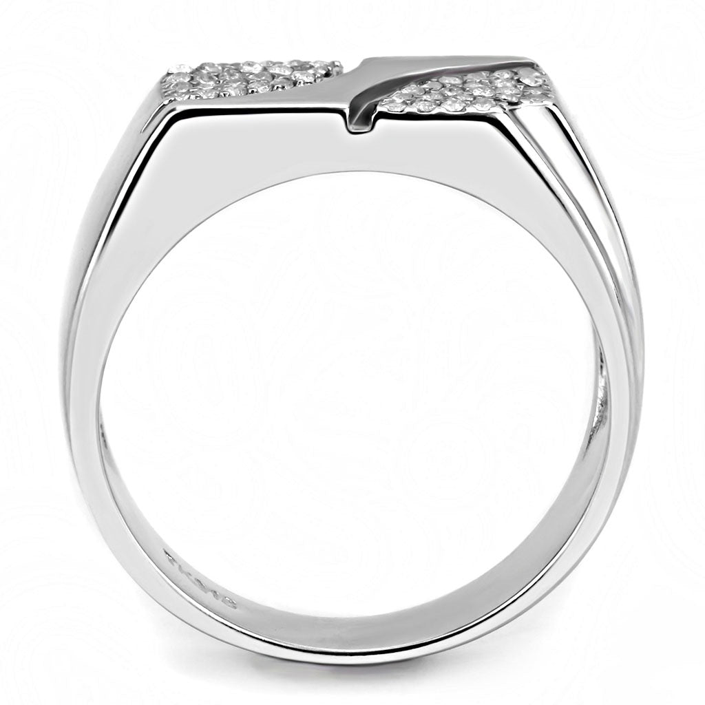 CJ280 Wholesale Men's Stainless Steel AAA Grade CZ Clear Ring