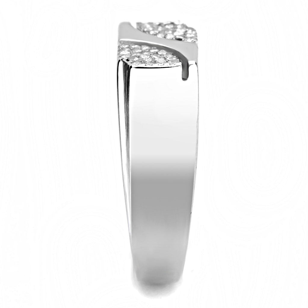 CJ280 Wholesale Men's Stainless Steel AAA Grade CZ Clear Ring