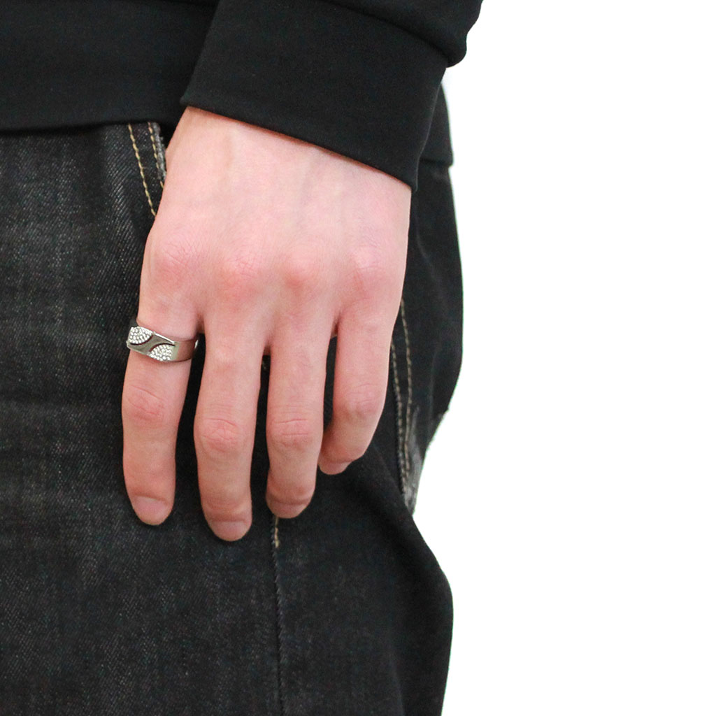 CJ280 Wholesale Men's Stainless Steel AAA Grade CZ Clear Ring
