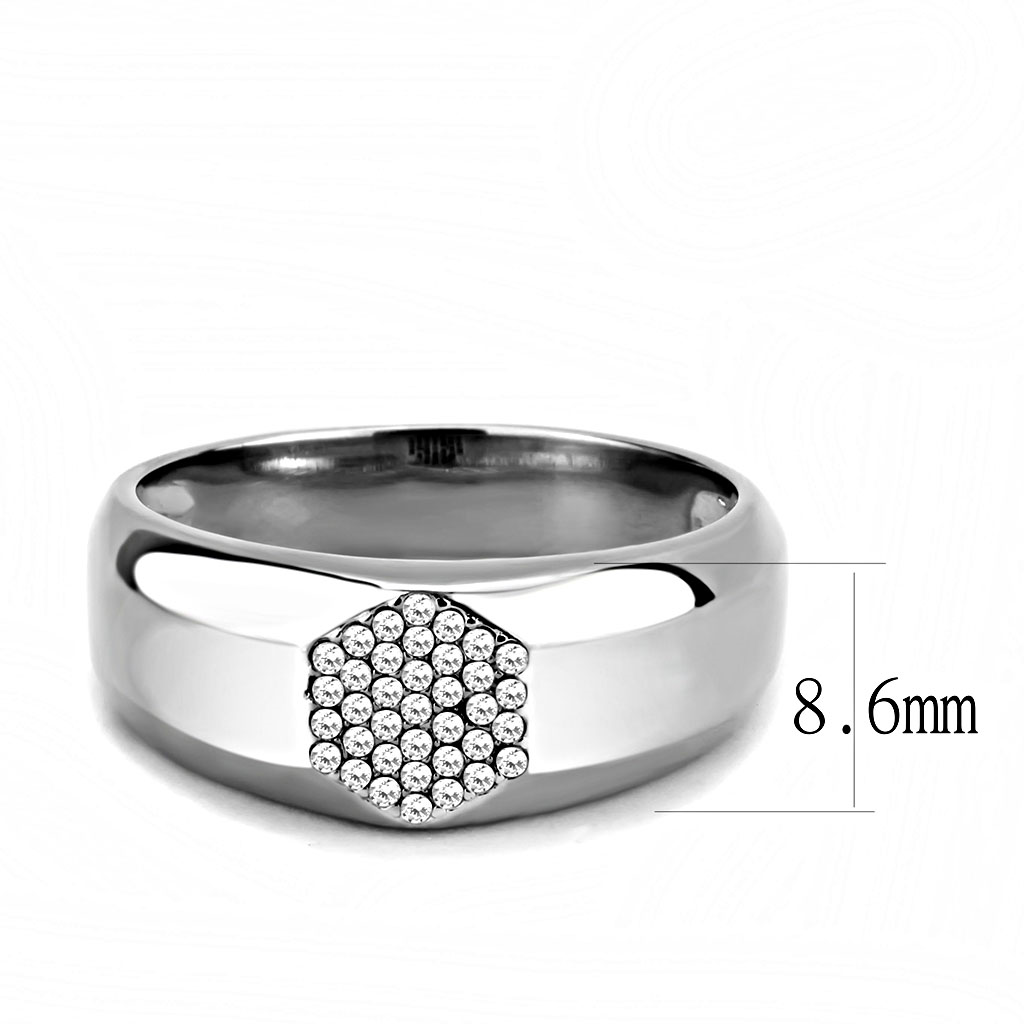 CJ281 Wholesale Men's Stainless Steel AAA Grade CZ Clear Ring