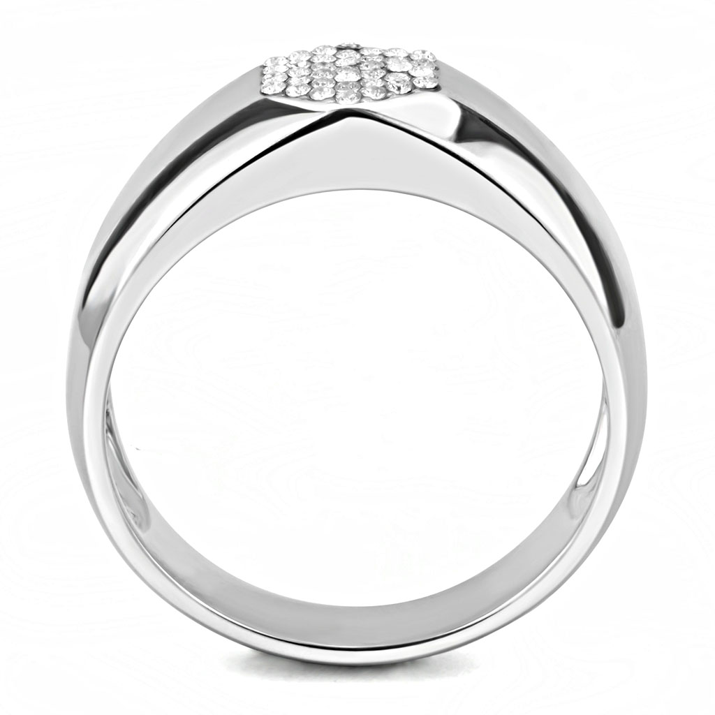 CJ281 Wholesale Men's Stainless Steel AAA Grade CZ Clear Ring