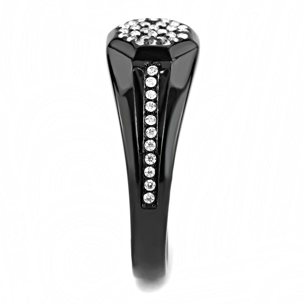 CJ282 Wholesale Men's Stainless Steel AAA Grade CZ Clear IP Black Octagon Ring