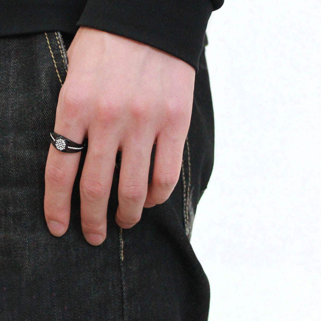 CJ282 Wholesale Men's Stainless Steel AAA Grade CZ Clear IP Black Octagon Ring