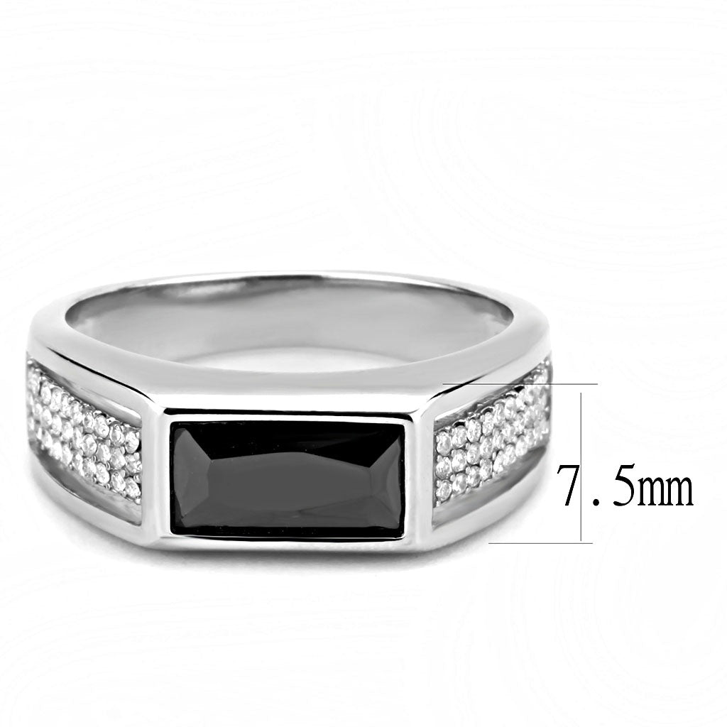 CJ284 Wholesale Men's Stainless Steel AAA Grade CZ Black Diamond Ring