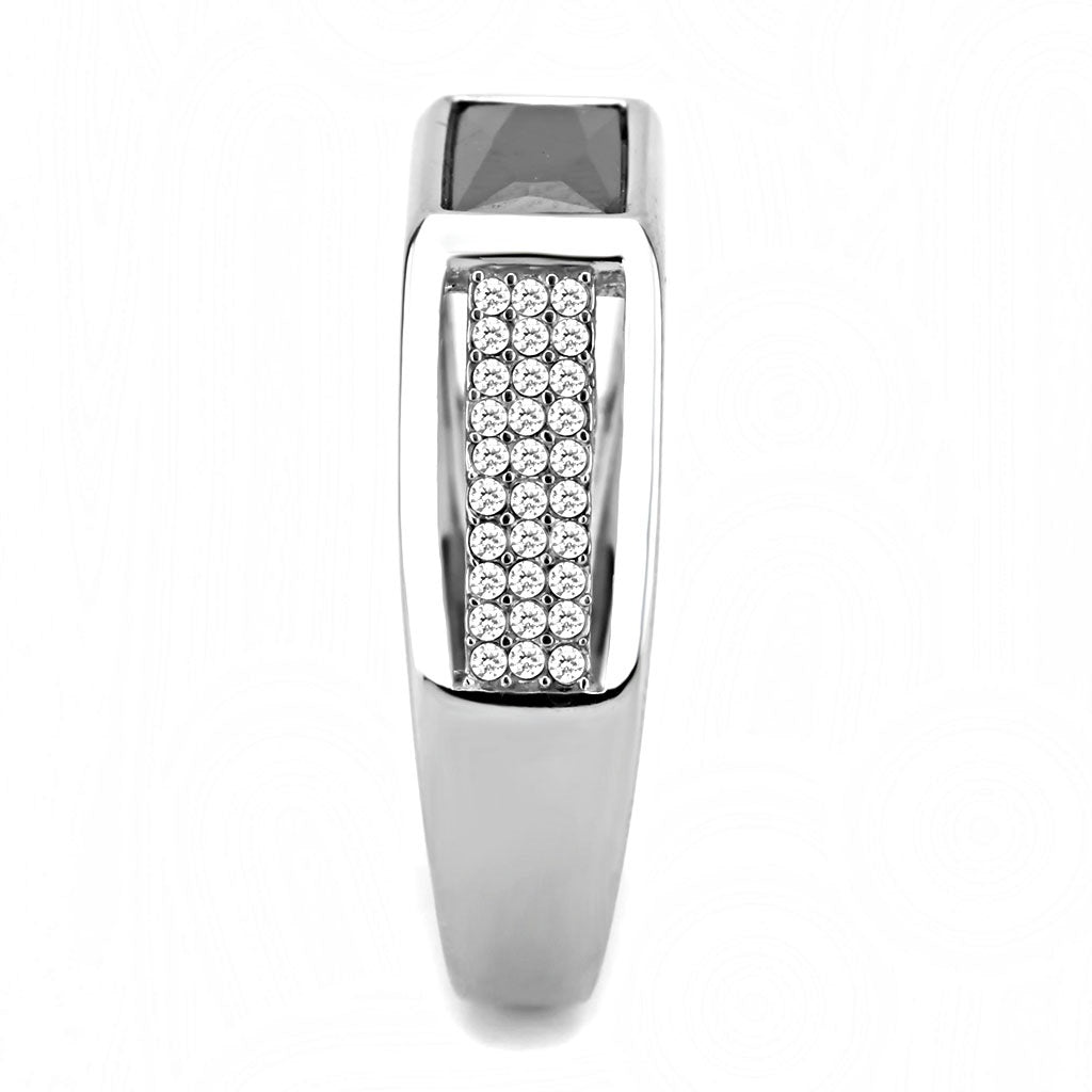 CJ284 Wholesale Men's Stainless Steel AAA Grade CZ Black Diamond Ring