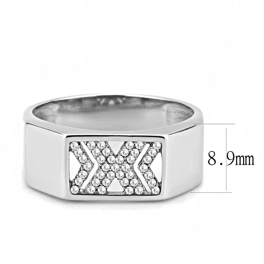 CJ285 Wholesale Men's Stainless Steel AAA Grade CZ Clear X Ring