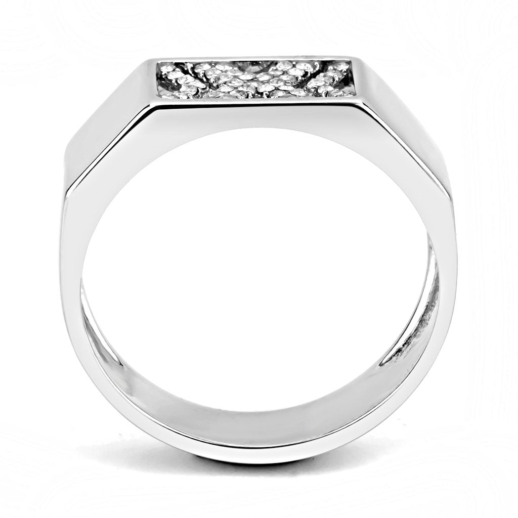 CJ285 Wholesale Men's Stainless Steel AAA Grade CZ Clear X Ring