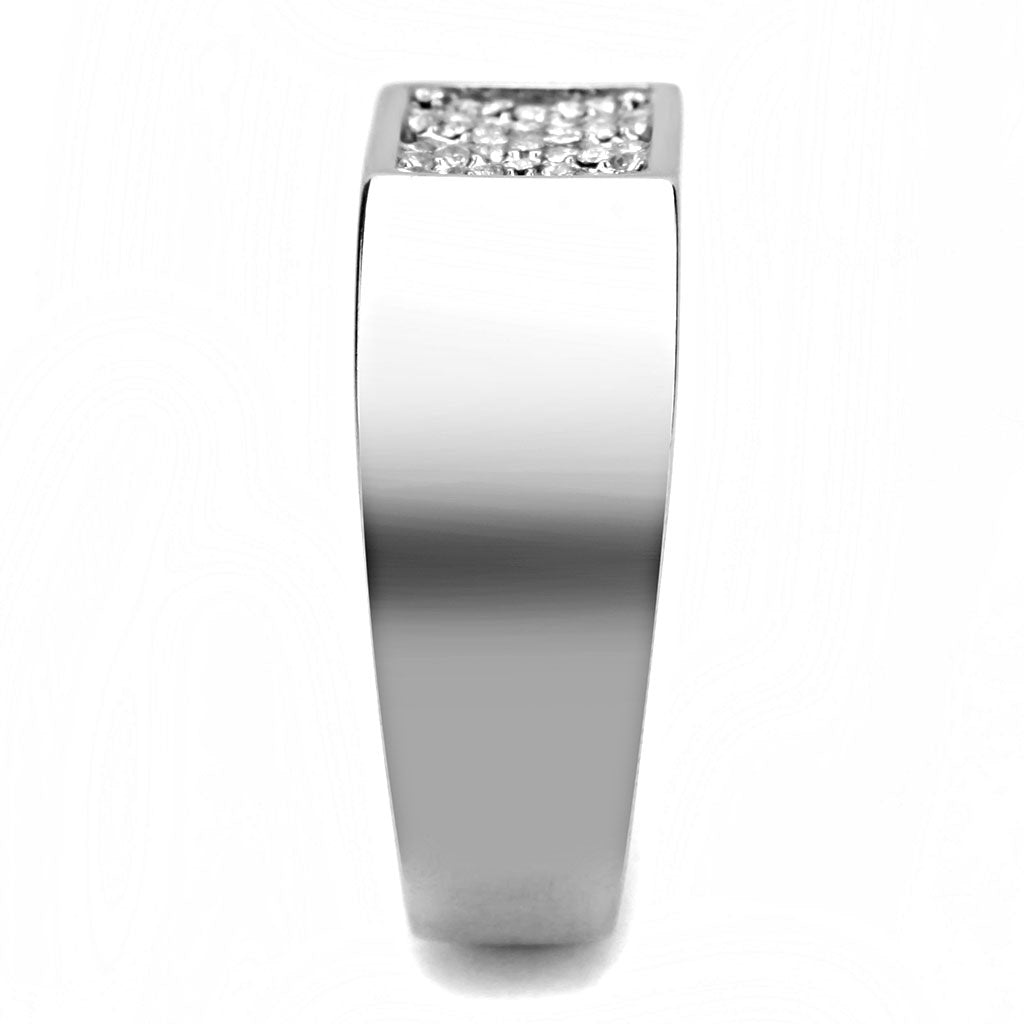 CJ285 Wholesale Men's Stainless Steel AAA Grade CZ Clear X Ring