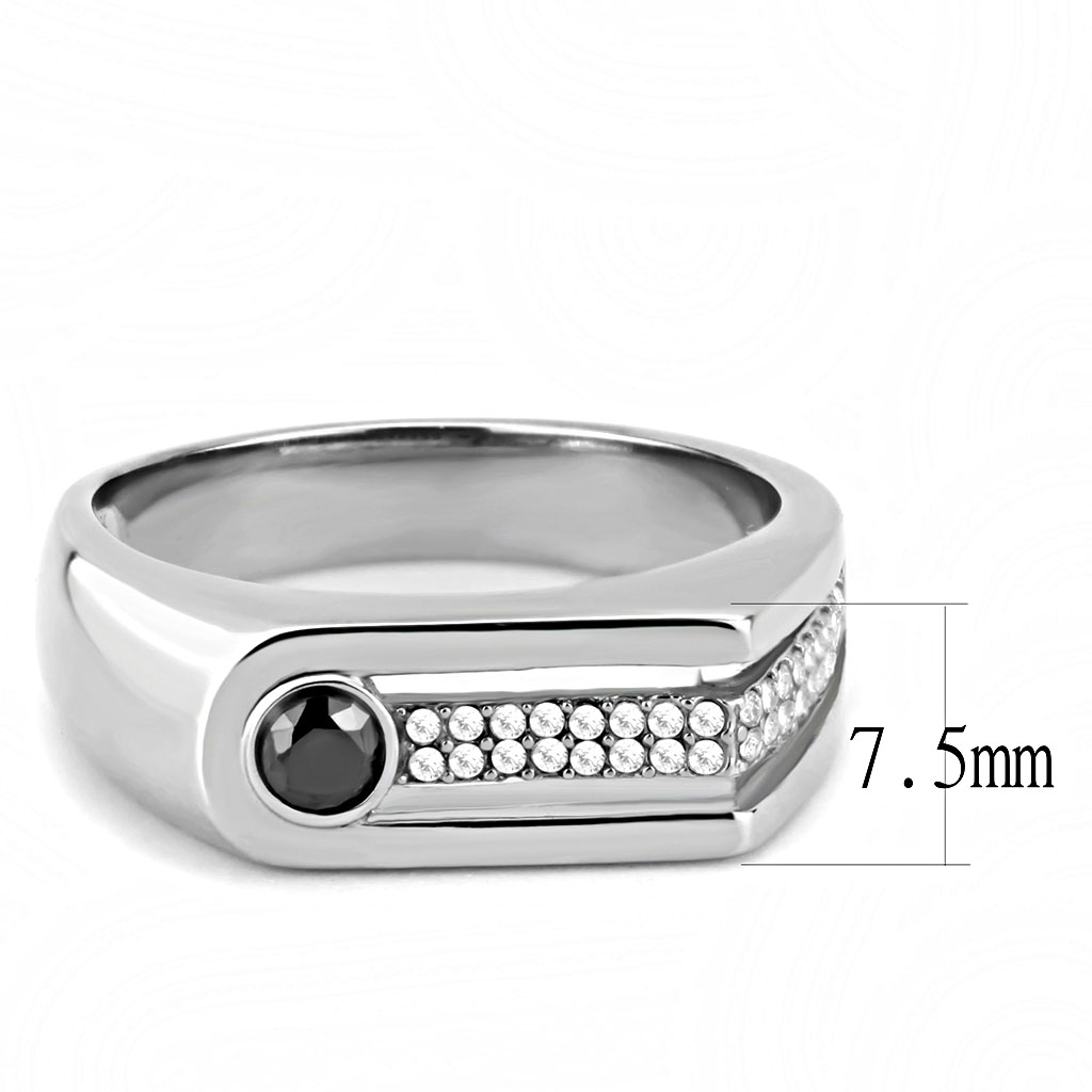 CJ286 Wholesale Men's Stainless Steel AAA Grade CZ Black Diamond Ring