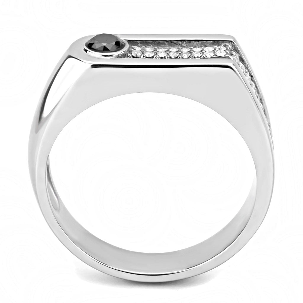 CJ286 Wholesale Men&#39;s Stainless Steel AAA Grade CZ Black Diamond Ring