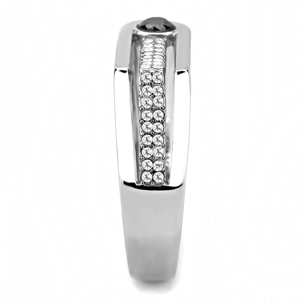 CJ286 Wholesale Men's Stainless Steel AAA Grade CZ Black Diamond Ring