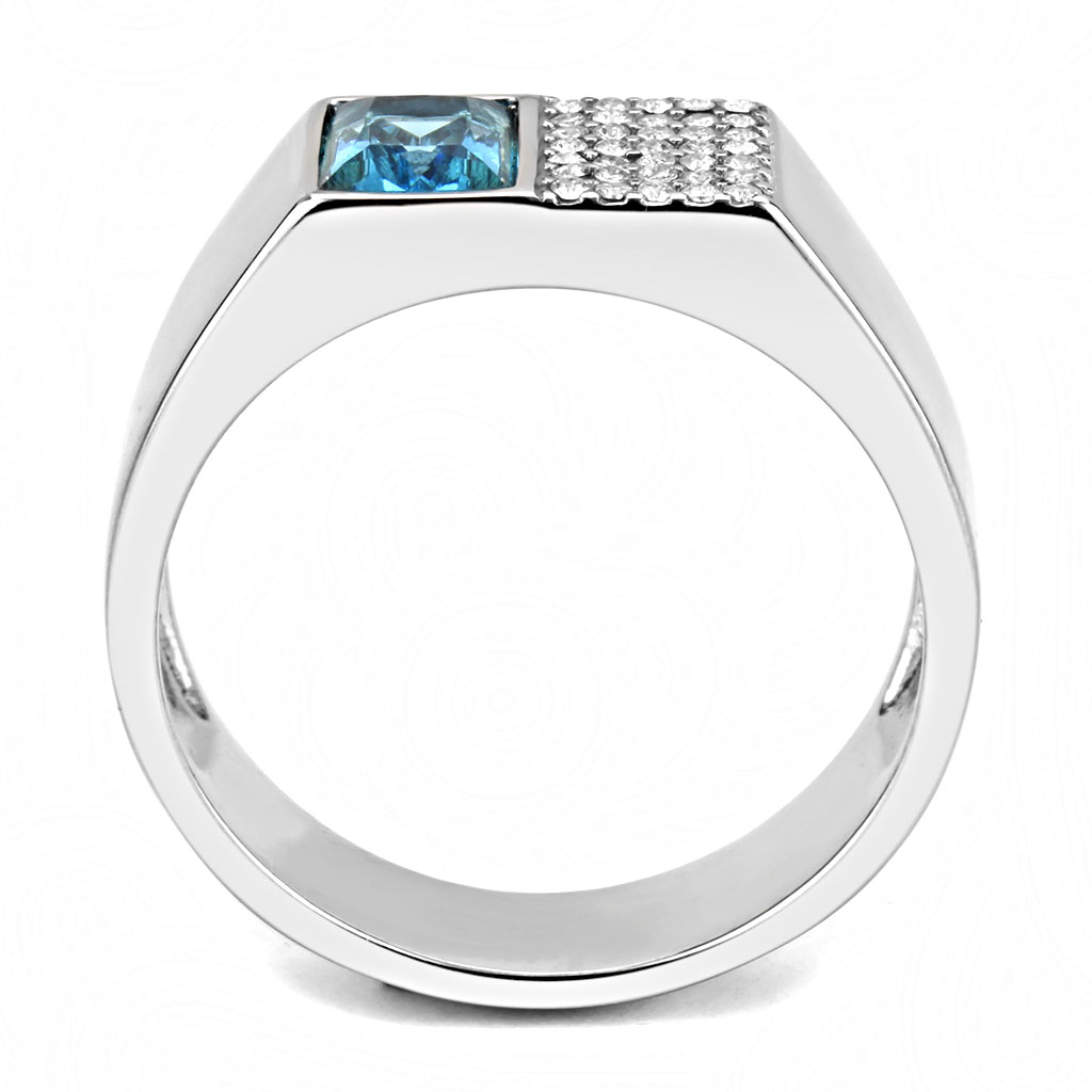 CJ287 Wholesale Men's Stainless Steel Sea Blue Ring