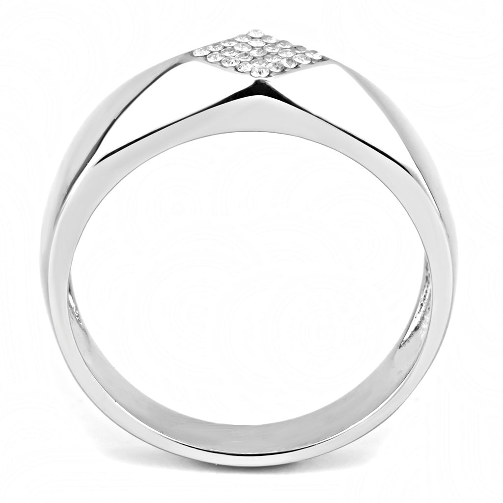 CJ288 Wholesale Men's Stainless Steel AAA Grade CZ Clear Square Ring