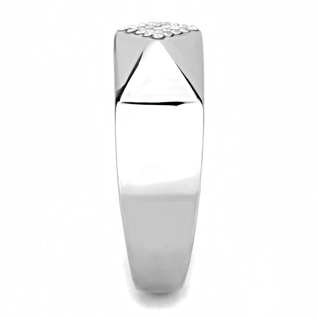 CJ288 Wholesale Men's Stainless Steel AAA Grade CZ Clear Square Ring
