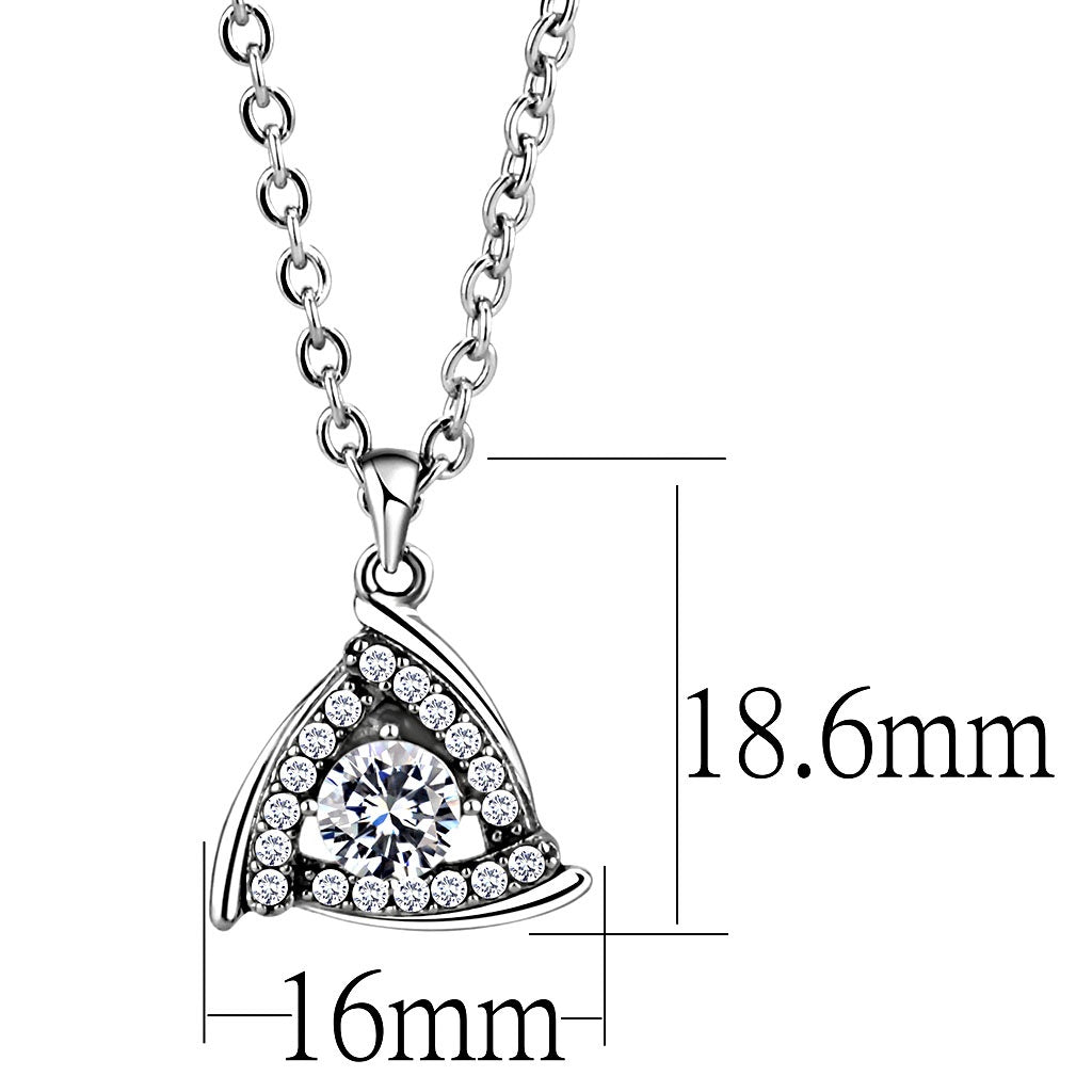 CJ301 Wholesale Women's Stainless Steel AAA Grade CZ Clear Triangle Chain Pendant
