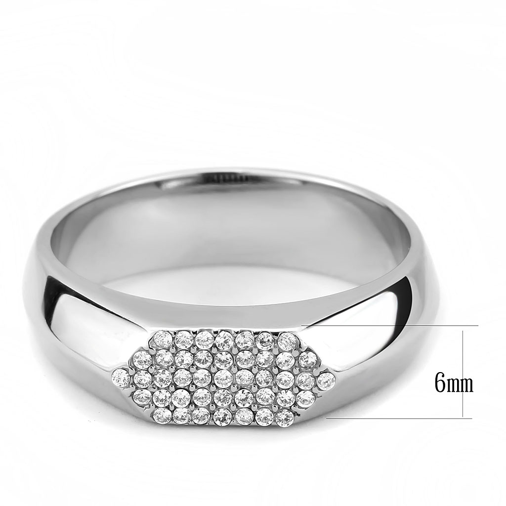 CJ302 Wholesale Men's Stainless Steel AAA Grade CZ Clear Ring