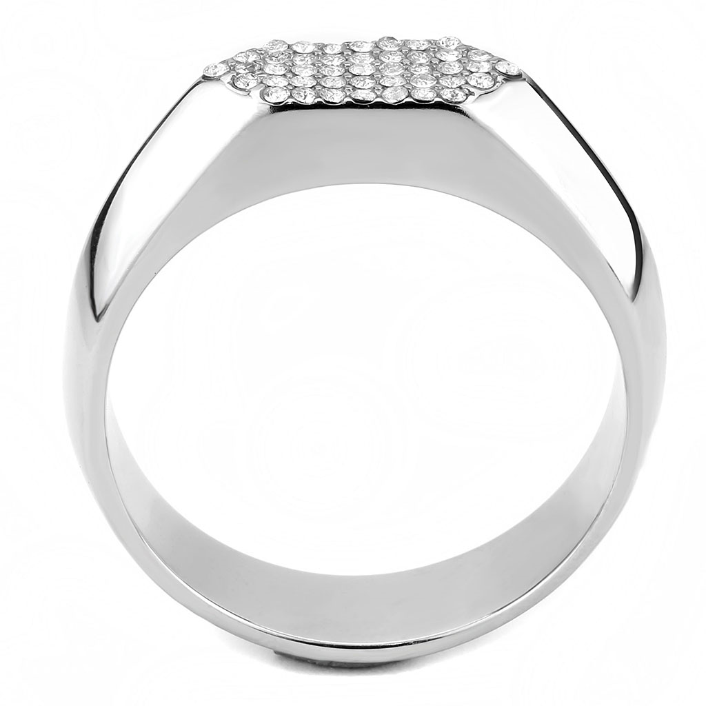 CJ302 Wholesale Men's Stainless Steel AAA Grade CZ Clear Ring