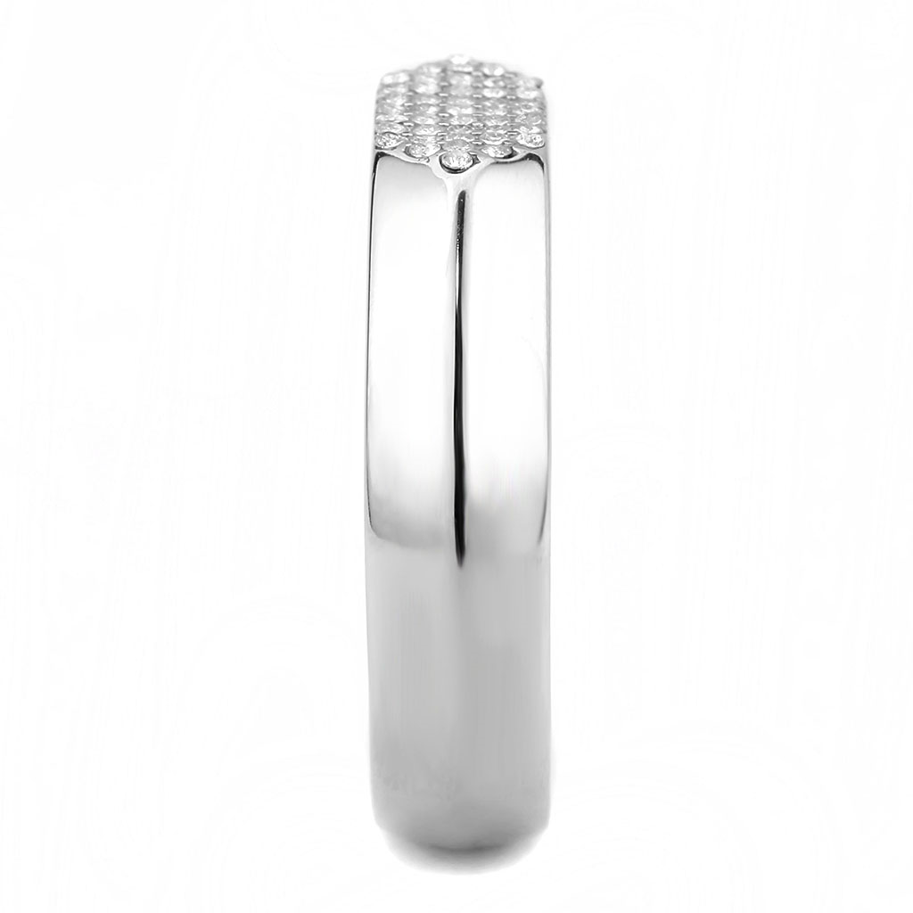 CJ302 Wholesale Men's Stainless Steel AAA Grade CZ Clear Ring