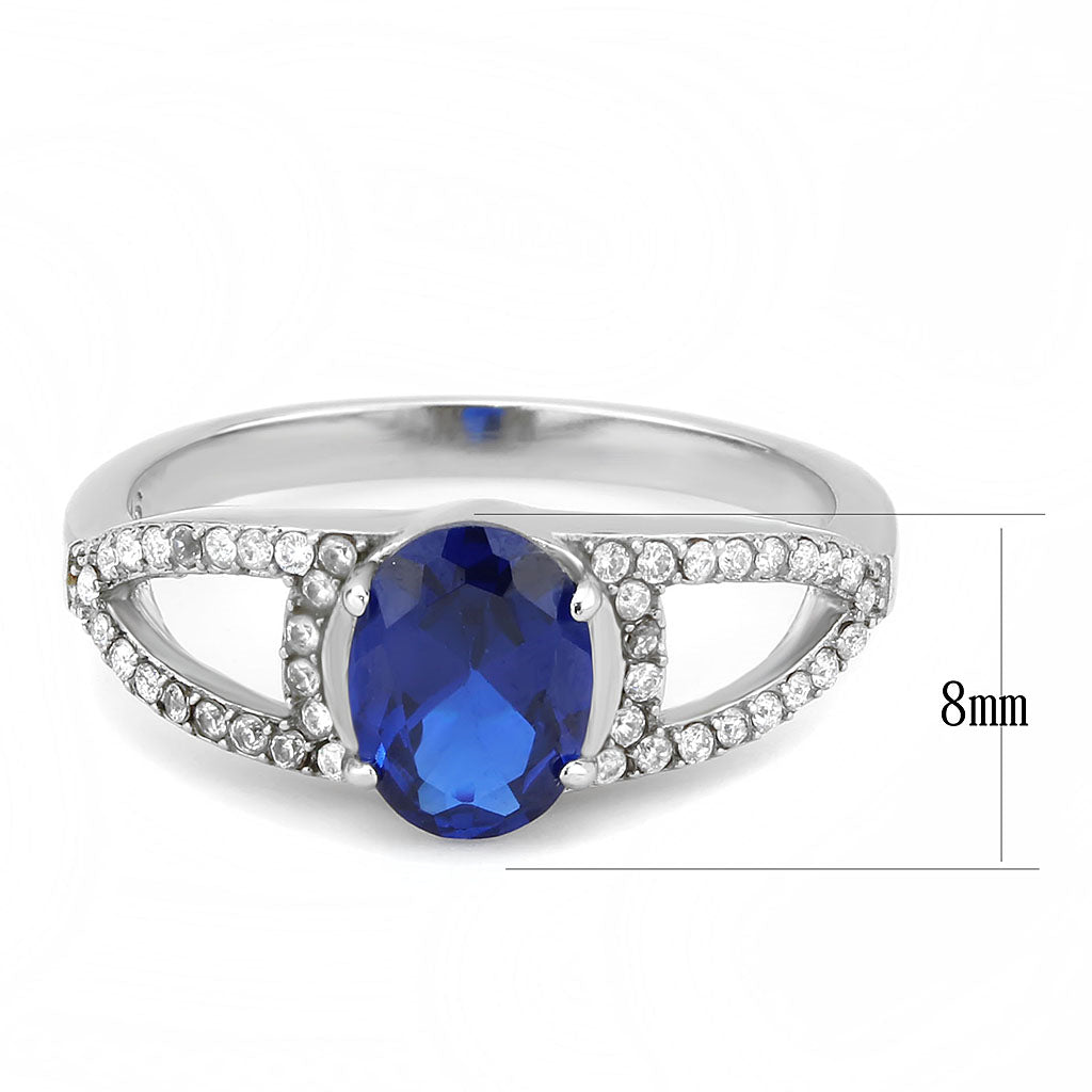 CJ306 Wholesale Women&#39;s Stainless Steel London Blue Spinel Minimal Engagement Ring