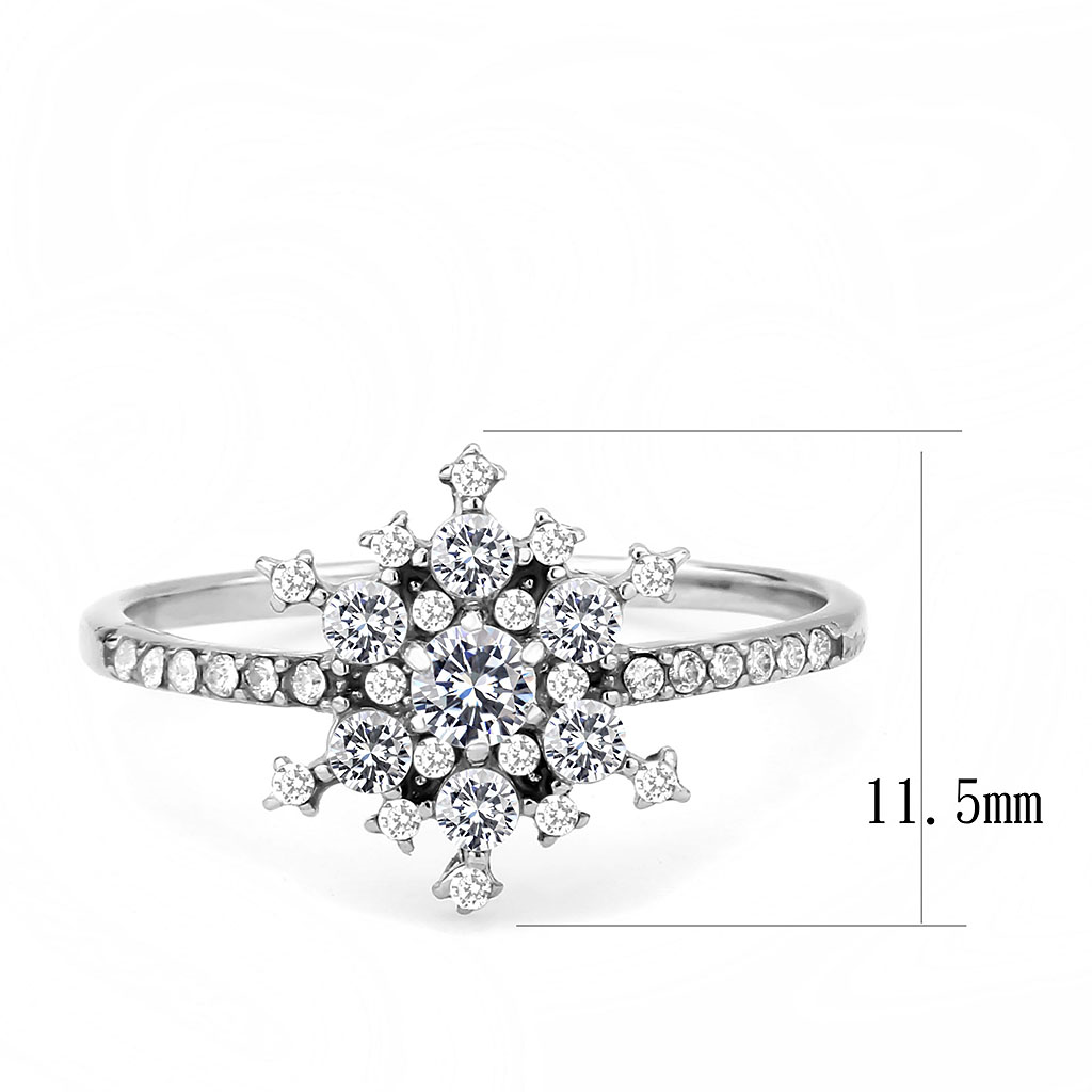 CJ317 Wholesale Women's Stainless Steel AAA Grade CZ Clear Minimal Snowflake Ring