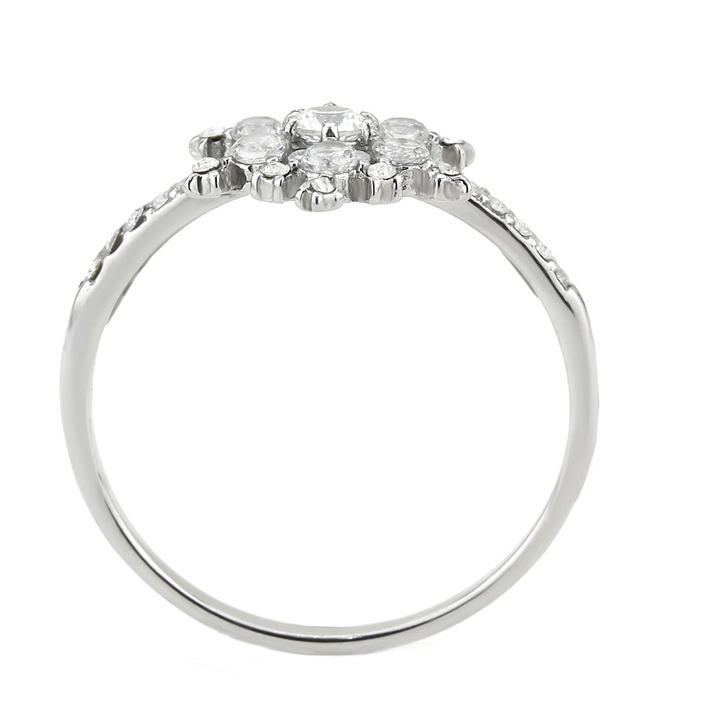 CJ317 Wholesale Women's Stainless Steel AAA Grade CZ Clear Minimal Snowflake Ring