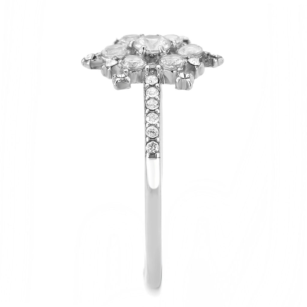 CJ317 Wholesale Women's Stainless Steel AAA Grade CZ Clear Minimal Snowflake Ring