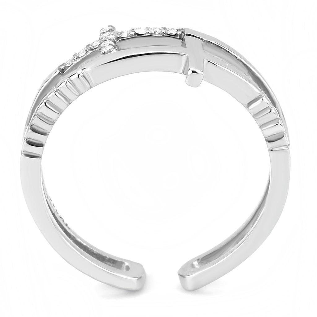 CJ319 Wholesale Women's Stainless Steel Clear AAA Grade CZ Double Cross Ring