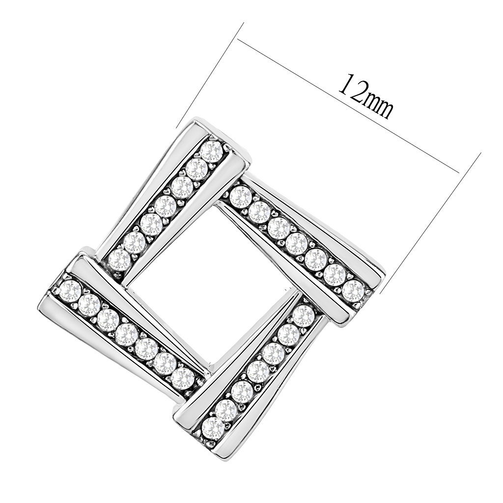 CJ333 Wholesale Women's Stainless Steel AAA Grade CZ Clear Square Stud Earrings