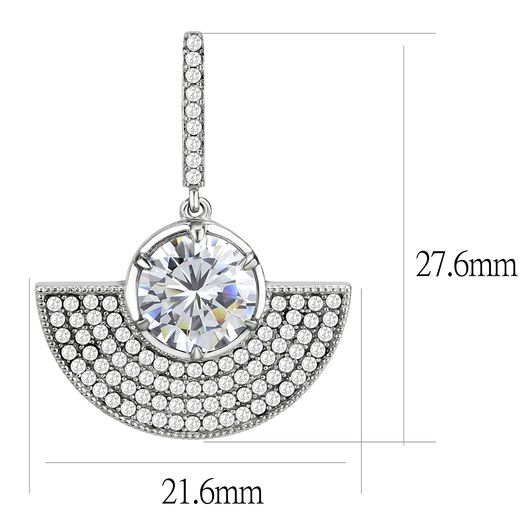 CJ334 Wholesale Women's Stainless Steel AAA Grade CZ Clear Fan Earrings