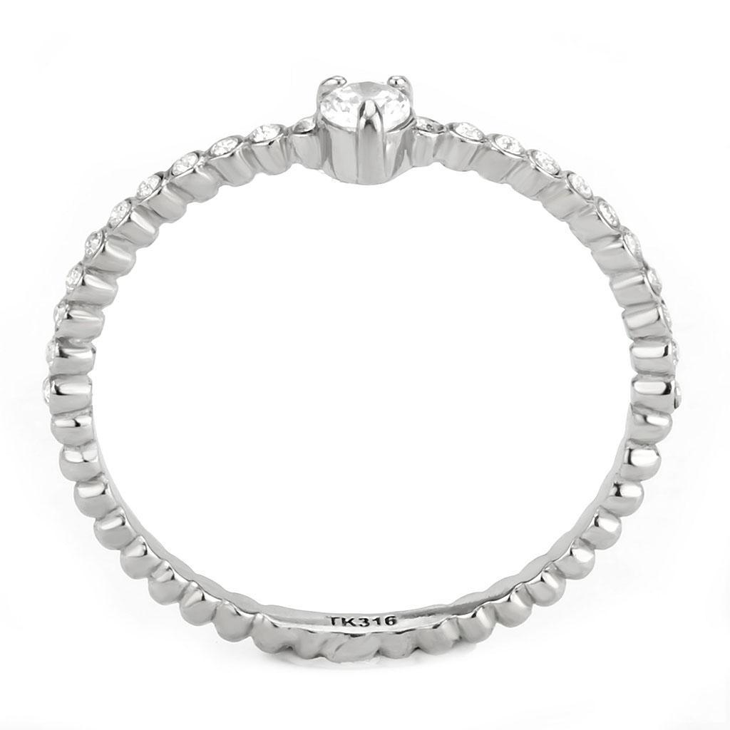 CJ343 Wholesale Women's Stainless Steel AAA Grade Cubic Zirconia Clear Solitaire Minimal Bubble Ring