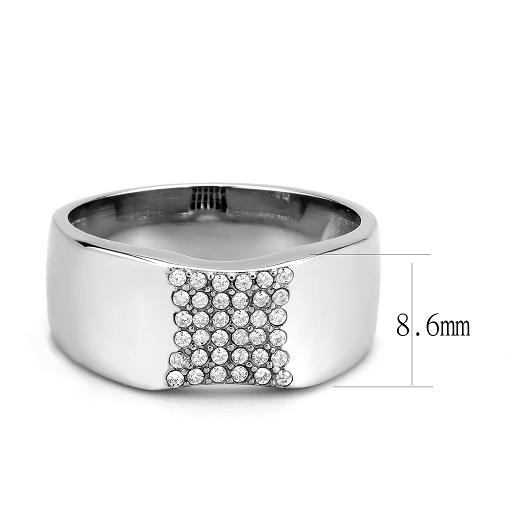 CJ345 Wholesale Men's Stainless Steel AAA Grade CZ Clear Ring