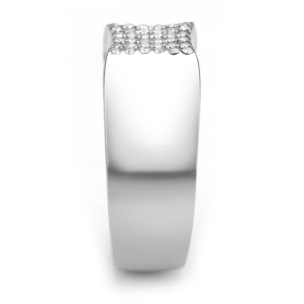 CJ345 Wholesale Men's Stainless Steel AAA Grade CZ Clear Ring
