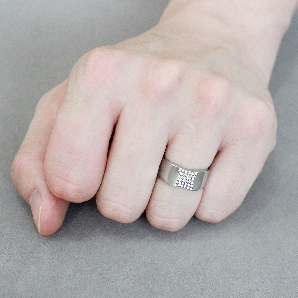 CJ345 Wholesale Men's Stainless Steel AAA Grade CZ Clear Ring
