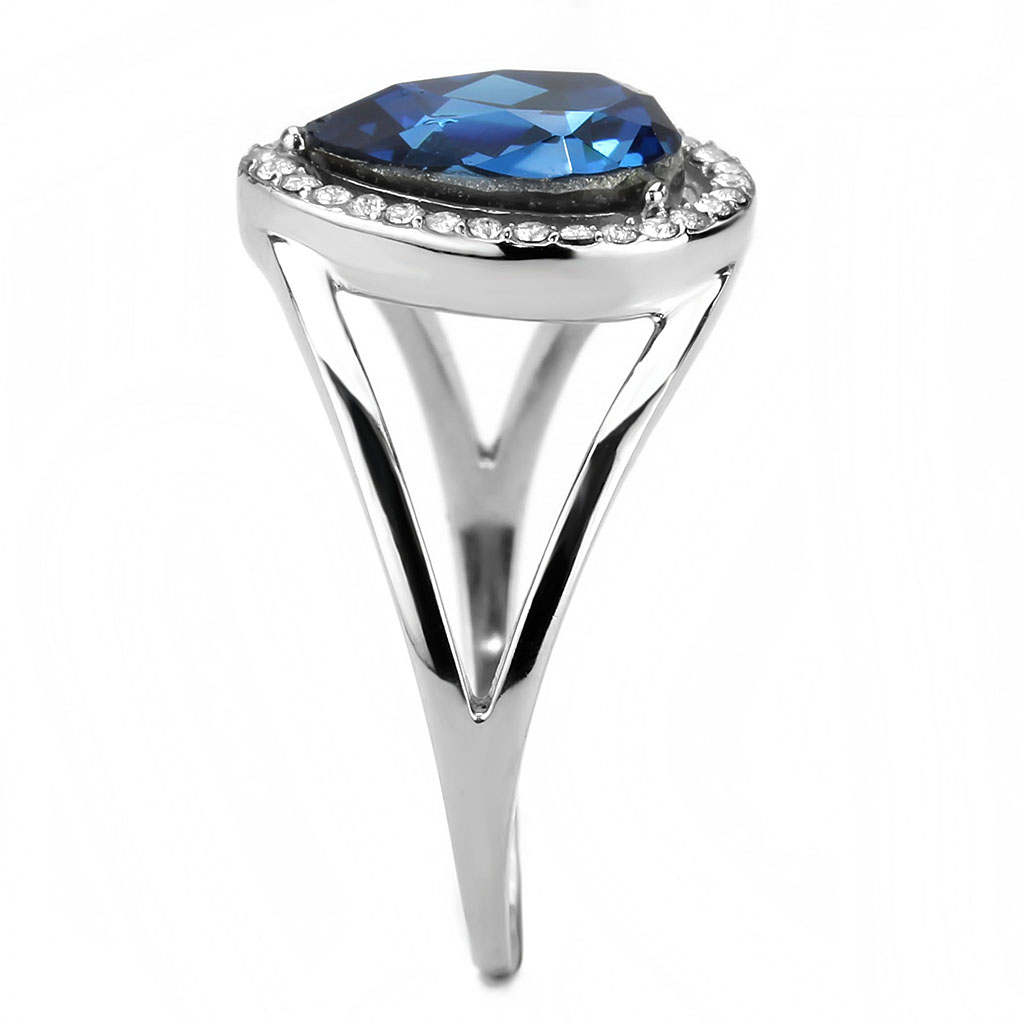 CJ349 Wholesale Women's Stainless Steel Top Grade Crystal Montana Pear Cut Engagement Ring